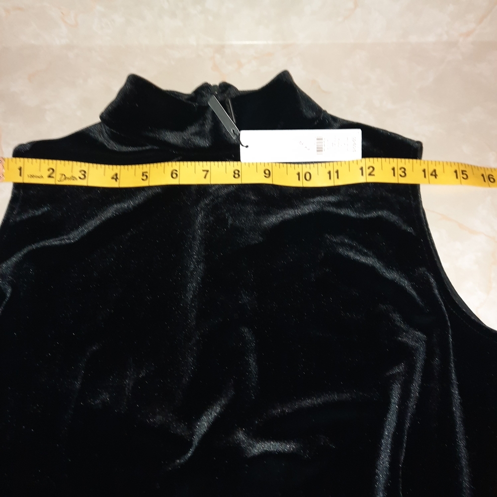 Chico's Black Velvet Sleeveless Mock Neck Midi Dress - Picture 3 of 13